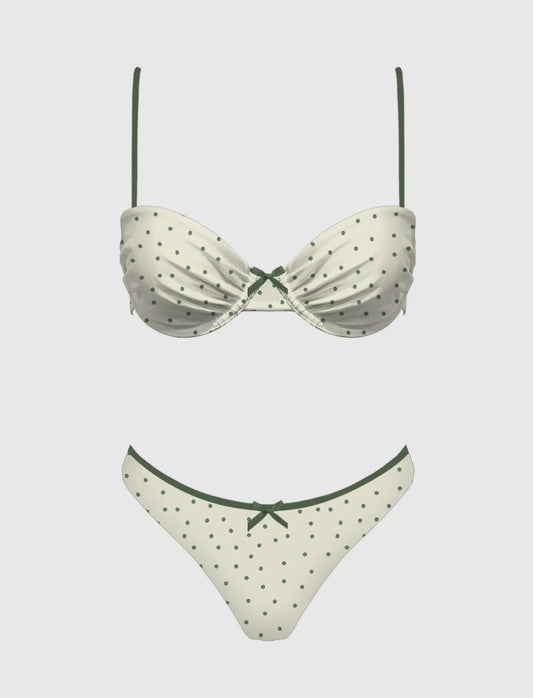 OLIVE GREEN POLKADOT SWIMSUIT