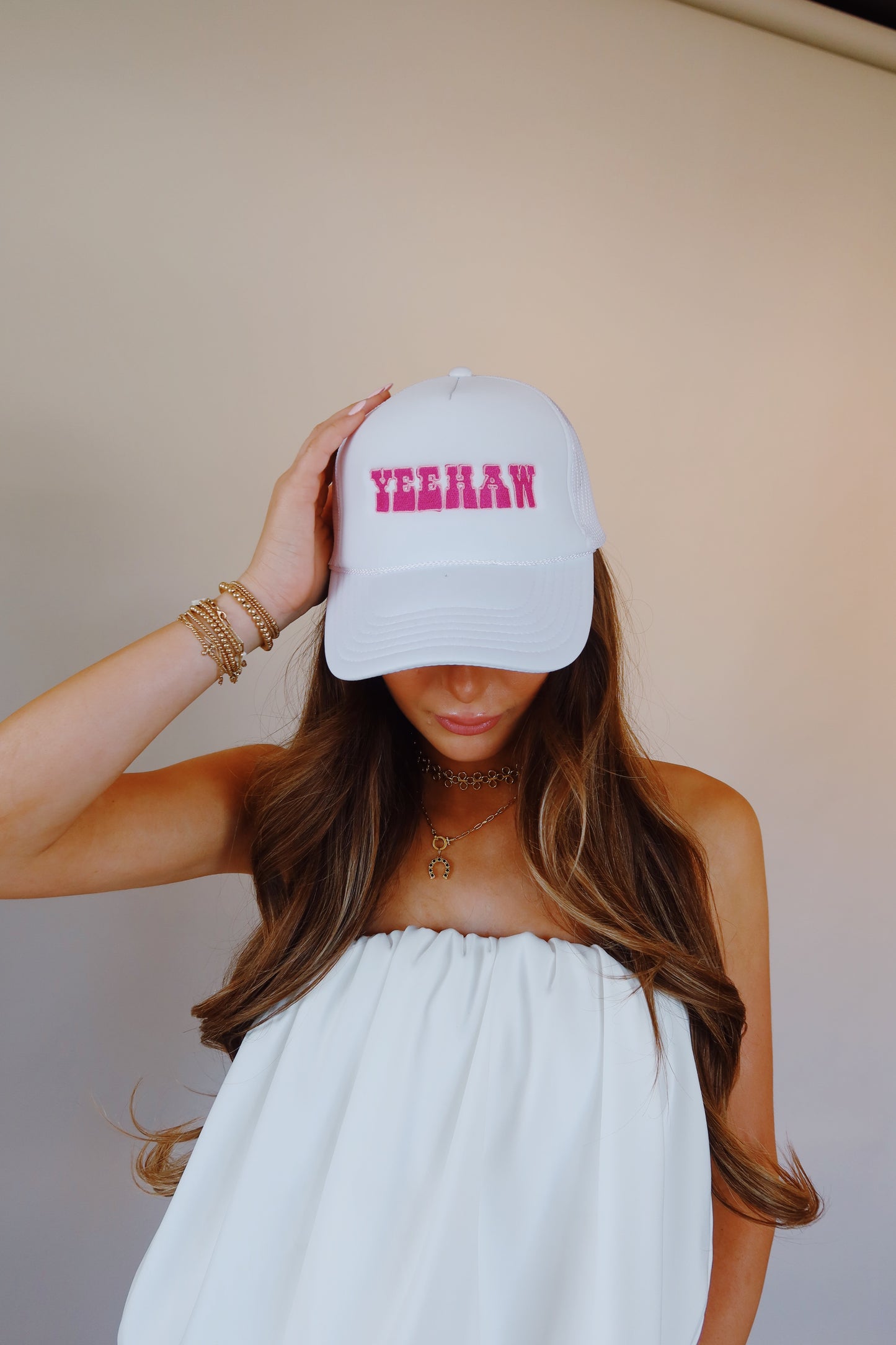 YEEHAW PINK TRUCKER HAT