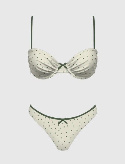 OLIVE GREEN POLKADOT SWIMSUIT