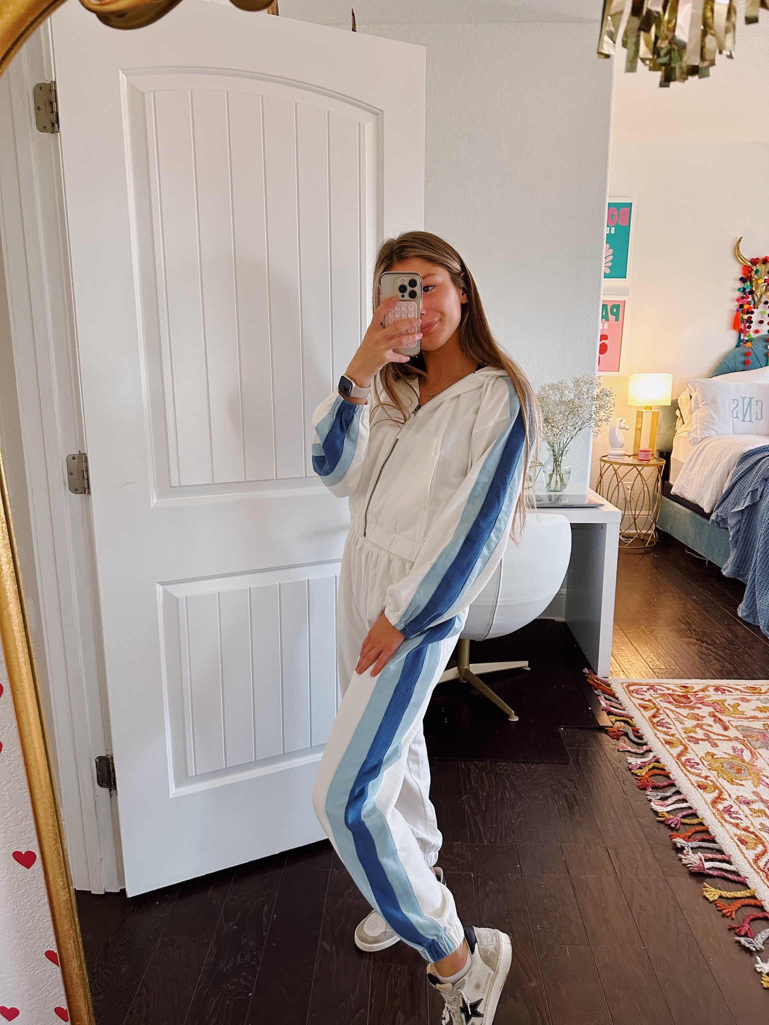 BLUE AND WHITE JOGGERS AND JACKET