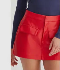 RED LEATHER SKORT