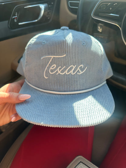 BABY BLUE TEXAS CORDUROY HAT