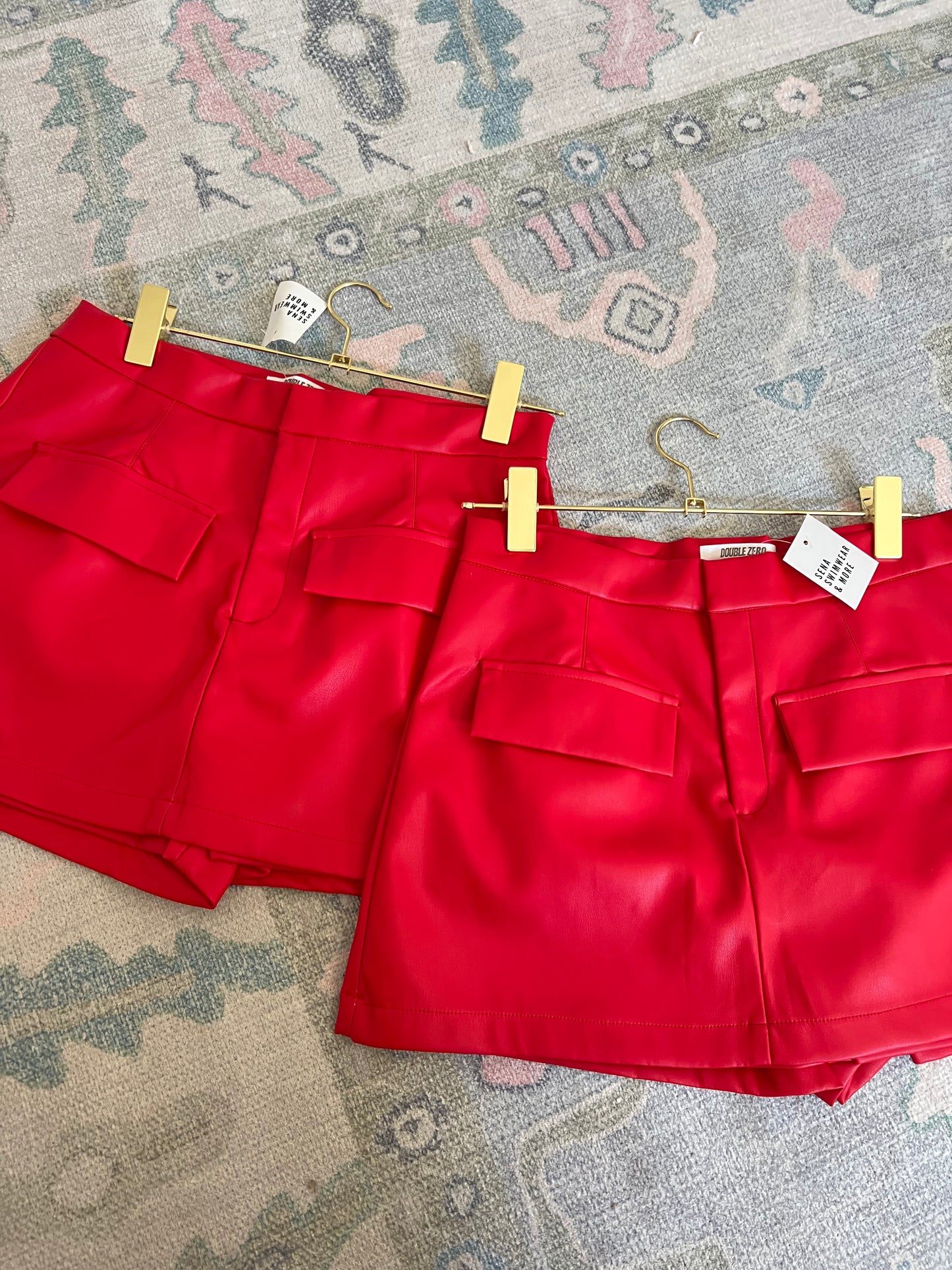 RED LEATHER SKORT