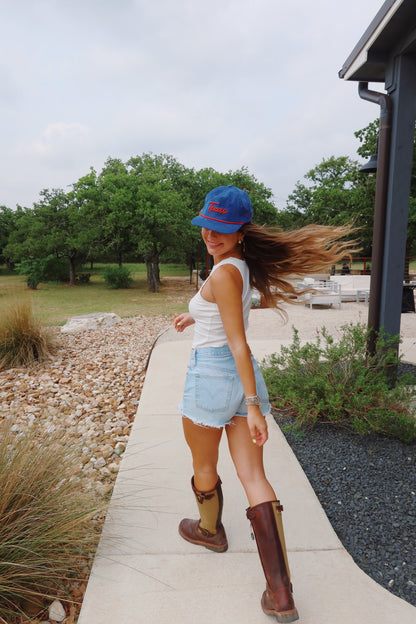 BLUE AND RED TEXAS CORDUROY HAT