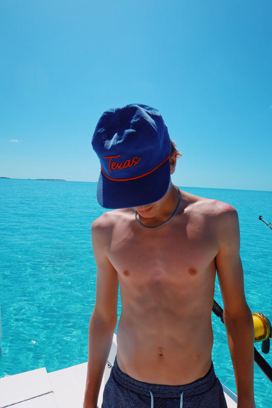 BLUE AND RED TEXAS CORDUROY HAT
