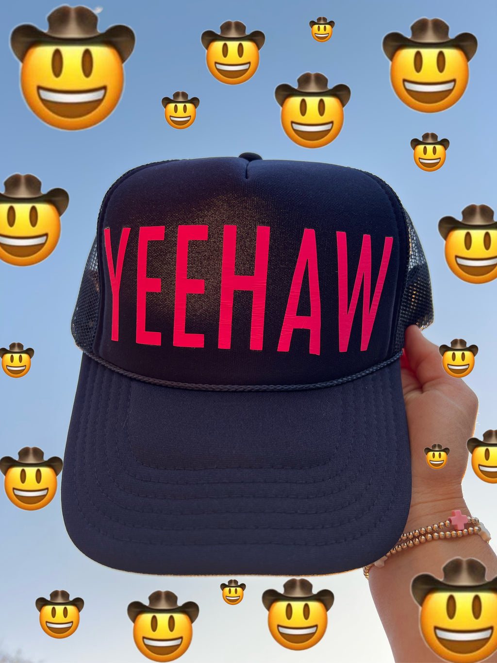 YEEHAW ON NAVY TRUCKER HAT ☻