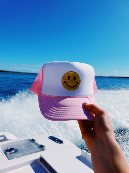 TWO TONED WHITE/PINK WITH SPARKLY SMILEY ☻