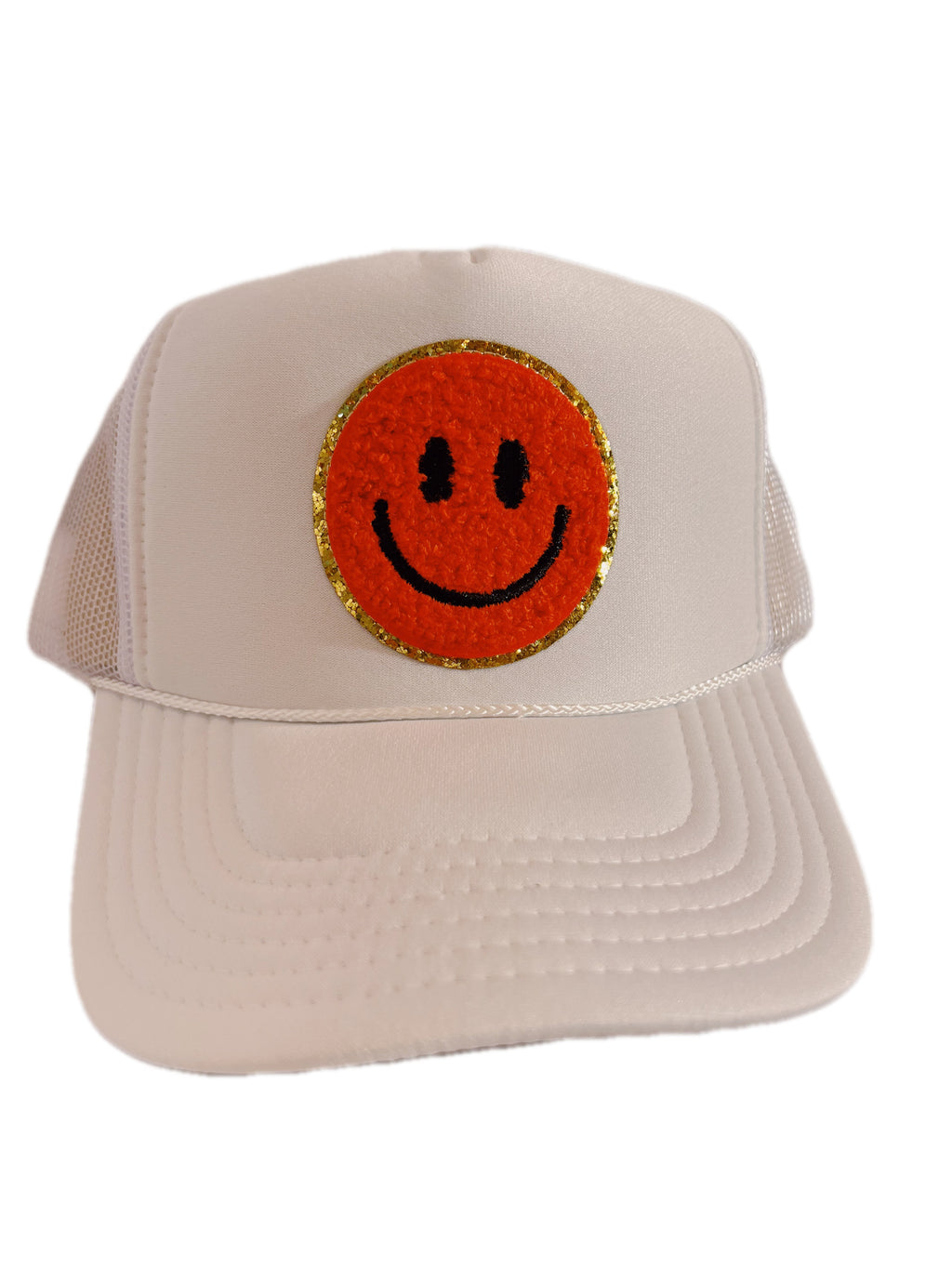 WHITE TRUCKER WITH RED SMILEY ☻