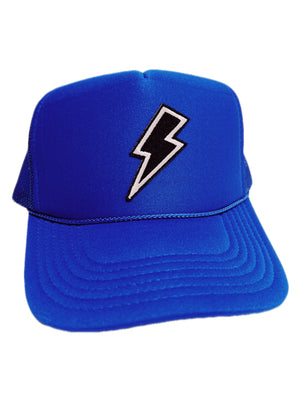 ROYAL BLUE TRUCKER WITH LIGHTING BOLT PATCH ☻
