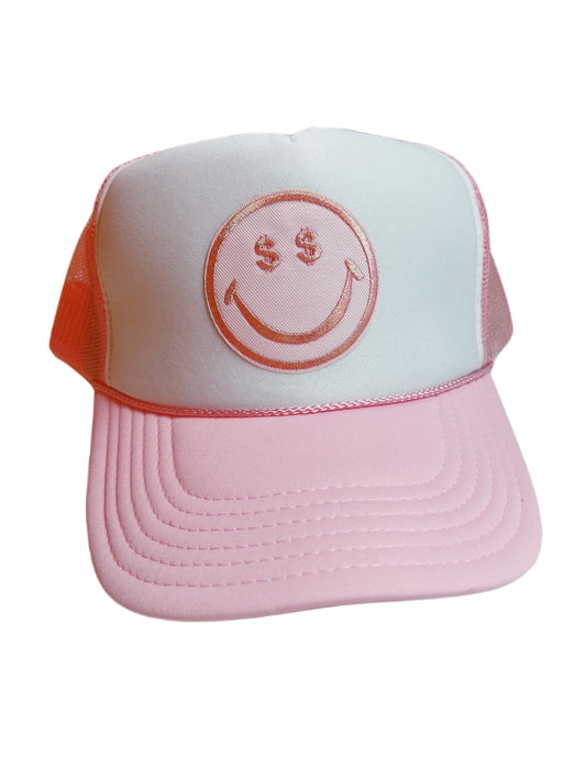MONEY SMILEY FACE TRUCKER HAT