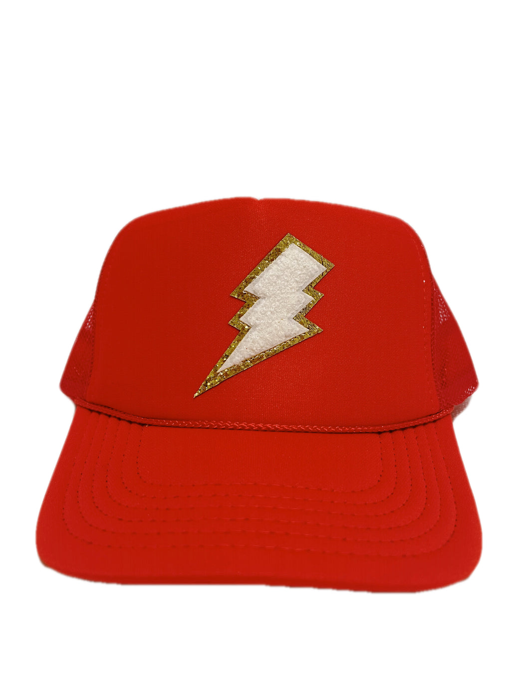 RED TRUCKER WITH WHITE LIGHTING BOLT ☻