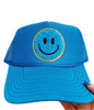 ELECTRIC BLUE TRUCKER HAT WITH BLUE SMILEY ☻